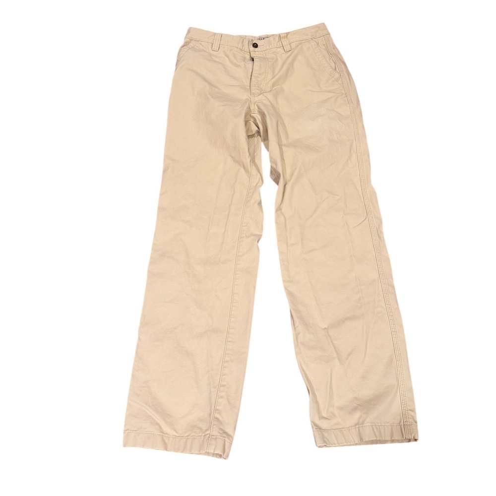 LL Bean Mens Khaki Canvas Pants Tan 100% Cotton Straight Leg 36x34 Gorpcore Hike